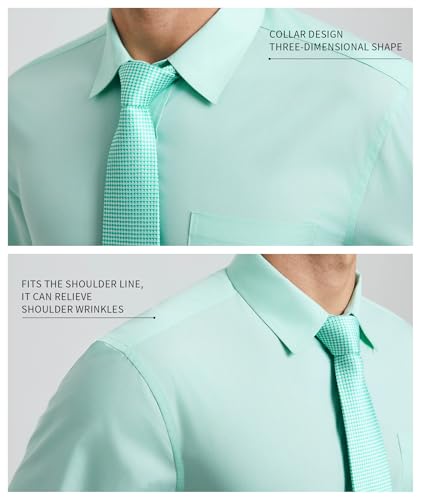 Image of HISDERN Mens Dress Shirt with Tie Pocket Square Set Classic Button Down Shirt Matching Tie Long Sleeve Shirts