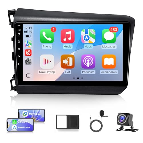 KuTaiTai Android 11 Car Radio for Honda Civic 2012 2013 2014 2015-2+32GB 9 inch Touch Screen with Carplay Android Auto, Upgraded Car Stereo for Honda Civic with GPS, Bluetooth, WiFi, DSP, SWC, FM