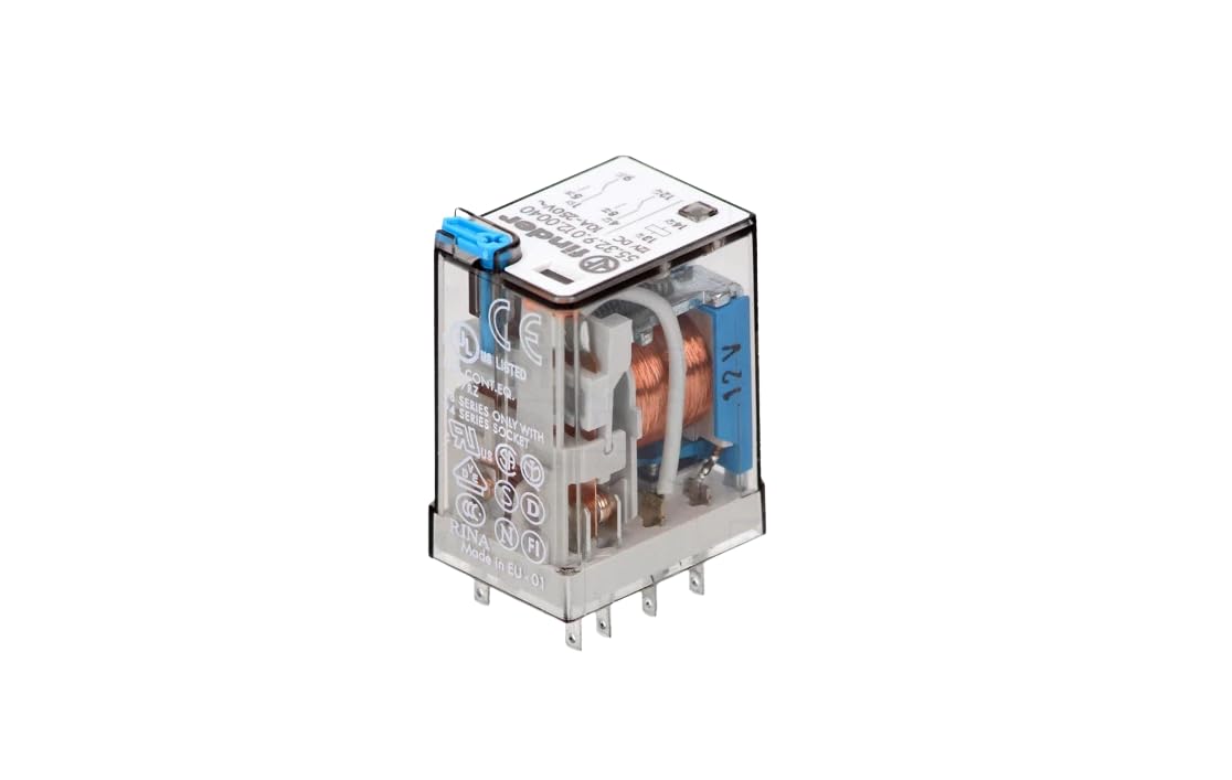 Finder serie 55 - Rele industriale 12vdc pulsante +indicatore 2 contatti 10a