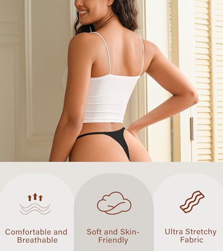 Image of DEANGELMON Seamless G-string Thongs for Women - No Show Thong Underwear Low Rise Stretch Panties Workout Pack