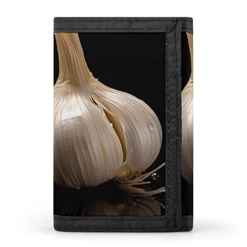 Raw Garlic Trifold Wallet, Card Cases And Money Oganizer Thin Stylish Mini Coin Bag with Zipper Coin Pocket Credit for Men And Women