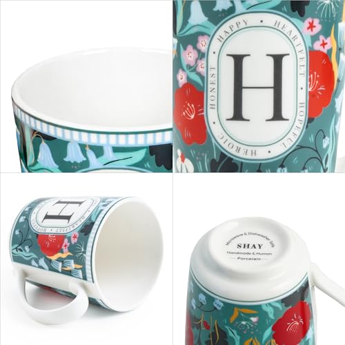 Image of Shay Alphabet Mug 300ml, Letter H Printed Coffee Mug for Girls, Boys, Friends | Ceramic Mug |Glossy Finish | Ceramic Coffee Cup | Porcelain | Microwave Safe (Alphabet Mug - H)