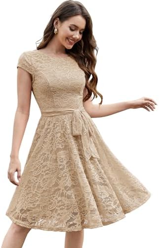 MUADRESS Women's Lace Cocktail Wedding Party Dress