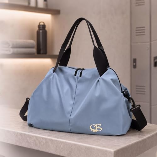 Fitness Bag for Women Small Blue, 17" Gym Bag with Wet Pocket Waterproof Portable Sports Tote for Swimming, Weekend Travel - image 8