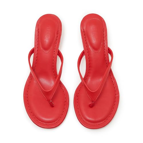 Image of Kitten Heel Thong Sandals for Women Slip-on Low Heeled Sandal Fashion Summer Flip Flops Heels