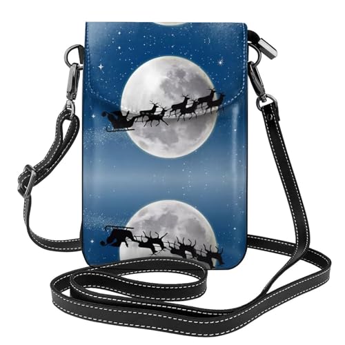 Sac téléphone et portefeuille à rabat en microfibre PU imperméable imprimé cerf de Noël