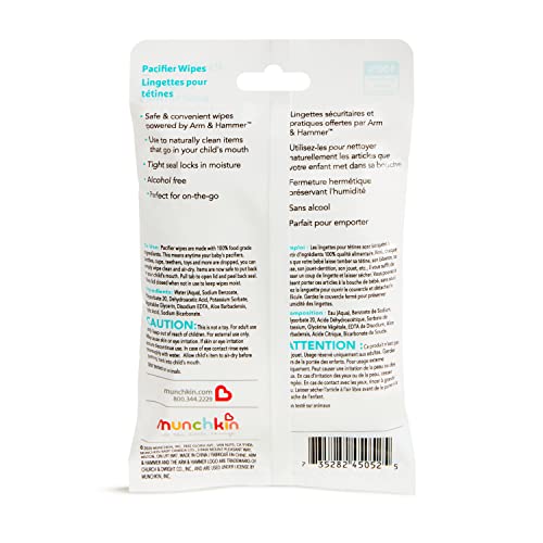 Munchkin Arm & Hammer Pacifier Wipes - Safely Cleans Baby And Toddler Essentials, 1 Pack, 36 Wipes #TOP2