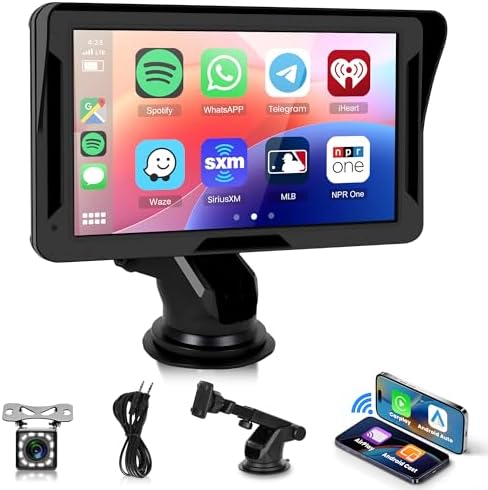 Wireless Car Carplay Screen, 7 Inch HD Touch Screen Portable Car Radio ...