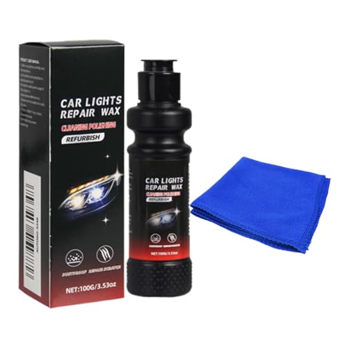 Qoukonao 車用ヘッドライトクリーナー,120ml 自動車用 ヘッドライト 磨き液 | 車用 ヘッドライトリペアキット ヘッドライト復元剤 ヘッドライト補修 ヘッドライト修復 夜間運転 ヘッドランプメンテナンス