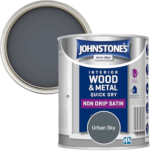 Johnstones - Wood & Metal Paint - Satin Finish - Urban Sky - 750ml - Water Based - Non Drip & Quick Drying - Radiator Paint - Low Odour - Dry in 1-2 Hours - 8m2 Coverage per Litre