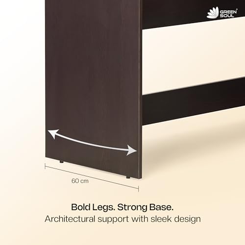 Image of Green Soul Brixton (2026 Edition) L-Shape Computer Table for Home PC, Keyboard Tray, 2 Storage Shelves, IS-3087 Engineered Wood, Expansive Tabletop, Wenge, 3 Year Assurance