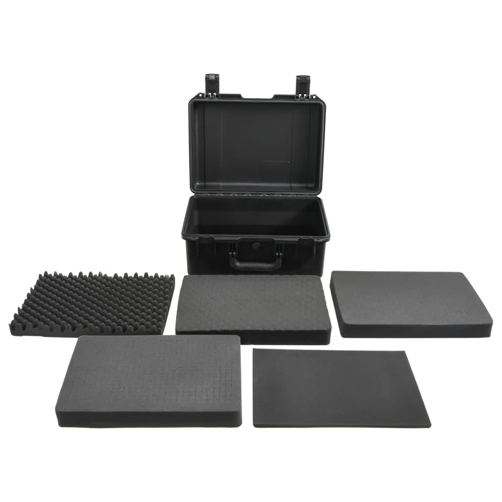 Hartschalenkoffer 19.3 x 15 x 9.1 Zoll, Transportkoffer mit Schaumstoffeinlage, stoßfester Schutzkoffer für Kamera und Elektronik, Schwarz
