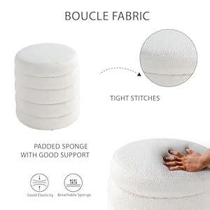 Modern round ottoman with soft padded seat storage vanity chairs for makeup upholstered footrest stool ottoman foot stool for living room bedroom  urban country home decor