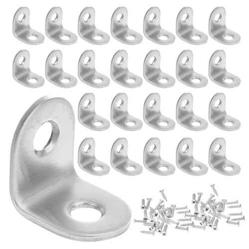 ULTECHNOVO Soportes en L de Acero Inoxidable 40 Piezas 20X20 MM Tornillos para Unión y Refuerzo de Esquinas en Muebles y Mesas de Trabajo