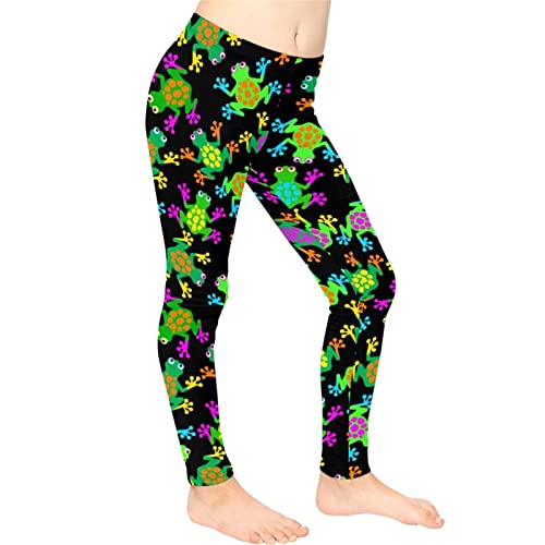 Bychecar 10-11 Leggings For Girls Yoga Pants Frog Cute Stretch Athletic Leggings Tight Gym Pants Footless Gymnastic Dance Shiny Pants #TOP23