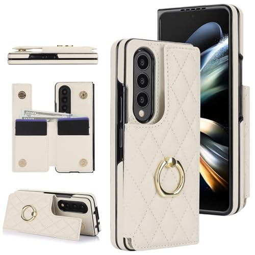 Étui Galaxy Z Fold 5 portefeuille antichoc magnétique housse cuir beige