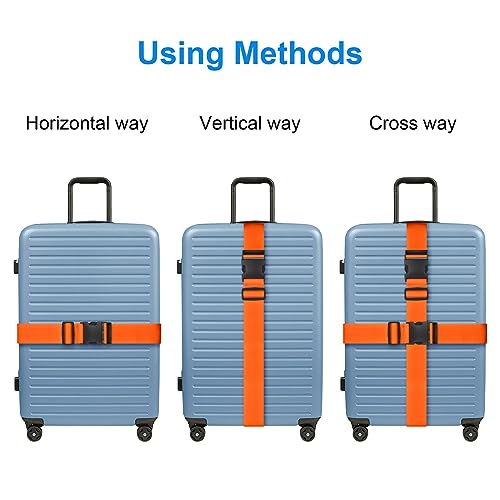 Image of 4 Pack Luggage Straps for Suitcases TSA Approved, Travel Belt, Suitcase Strap, by Hiuysid (Orange)