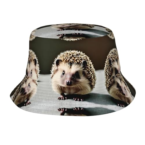 Cute Hedgehog Adult Unisex Sunshade Bucket hat, Non-Shrinking, Lightweight, Breathable, Foldable, Easy to Store Black