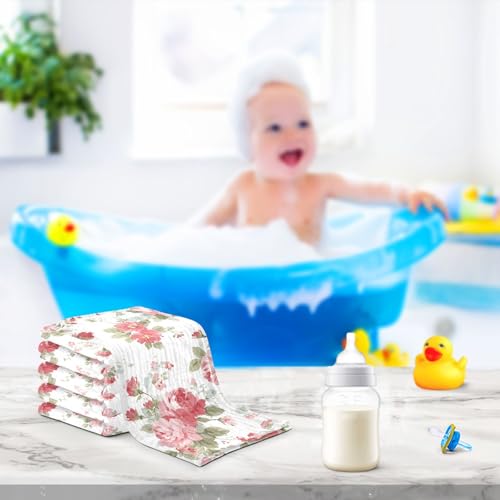 Image of Bolaz Baby Gauze Towels for Kids Soft Handkerchief Newborn 100% Cotton Cherry Blossoms Absorbent 12x12 Inch 3 Pack
