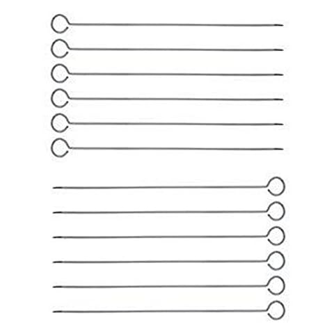 Great Credentials 12-Inch Long Stainless Steel Skewers, Barbecue Skewers, BBQ Skewers, Shish Kebab Kabob Skewers, Ring-Tip Handle, 1-Dozen (12) Cover