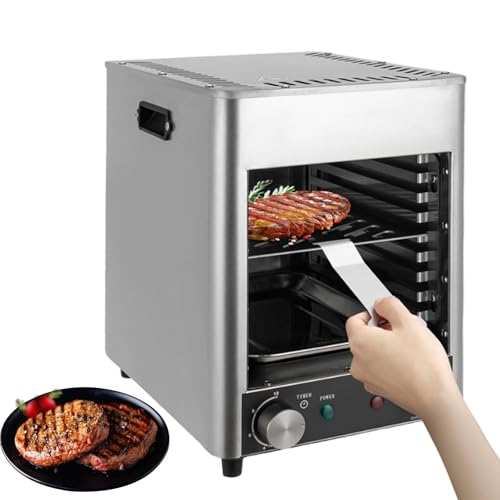 Parrilla para carne comercial, parrilla para carne interior, máquina para carne sin humo totalmente automática y temporizada, adecuada para carne de res, verduras y frutas