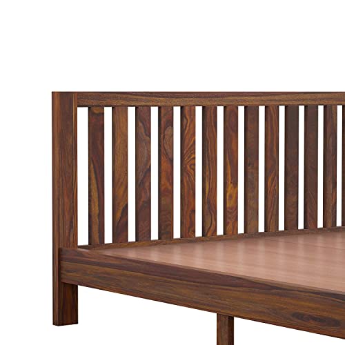 Image of SHRI MINTU'S ART Solid Sheesham Wood King Size Bed Without Storage | Wooden Double Bed Cot Bed for Bedroom Furniture | Palang Double Bed for Hotels | All (King, Natural Teak Finish)