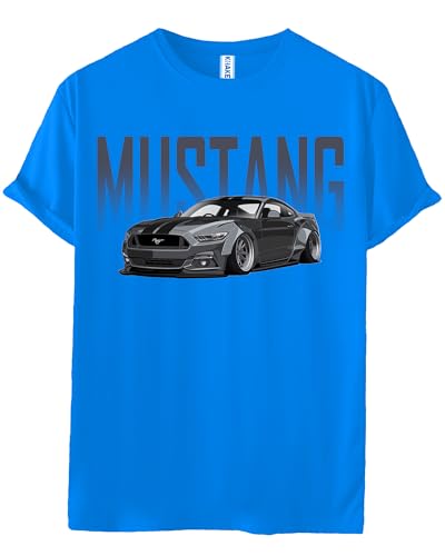 Image of Khakey Tshirt for Boy Mustang Car Printed Trendy Cotton Tshirts Half Sleeve Casual Wear