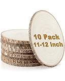 Set of (10) 11-12 Inches Large Wood Slices, Wood Centerpieces for Tables, Wood Slices for Centerpieces, Unfinished Wood Rounds for Wedding, Baby Shower, Party, Natural Paulownia Wooden Slabs
