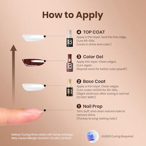 Image of Beetles Glitter Gel Nail Polish - 15ml Stay Shining Hazelnut Brownie Gel Polish Holographic Glitter Nail Art Uv Led Home Salon Long-Lasting Soak-Off Gel Gift for Women