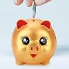 ZJchao Golden Cute Pig Money Bank, Piggy Bank for Adults and Kids, Animal Savings Box, Cute Piggy Bank for Birthday Gifts