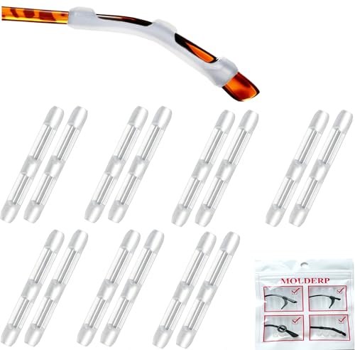 MOLDERP Eyeglass Ear Cushions 7 Pairs Soft Silicone Anti Slip Glasses Ear Grip Temple Tips Comfort Ear Hook Pads Non-Slip Flexible Eyewear Holder for Sports Running Daily Outdoor Wear (Clear all)