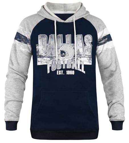 Mens City Classic Football Fans Soft & Warm Sweatshirt Hoodie Pollover - Navy & Grey