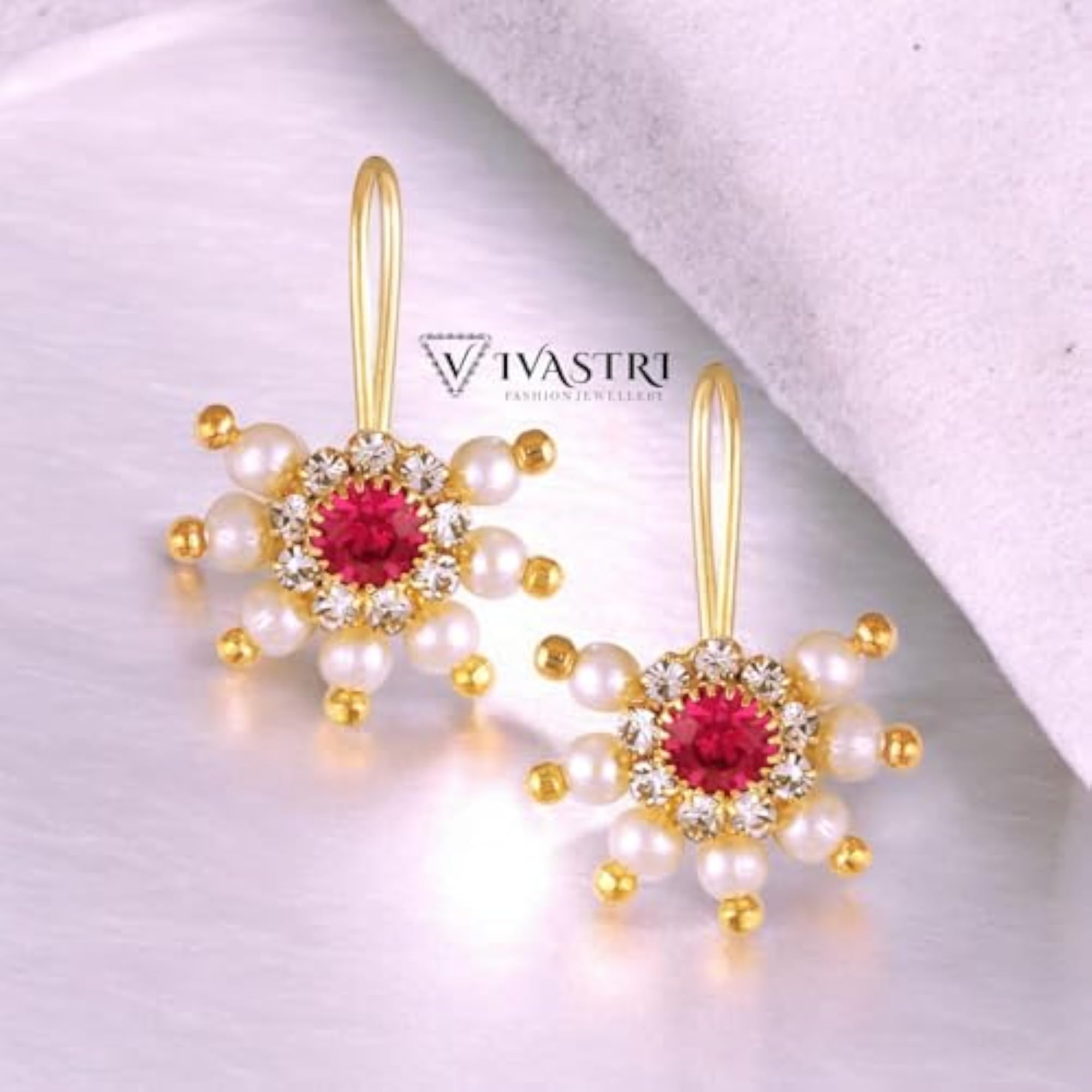 Women's Elegant Shimmering Red Bugadi Earrings