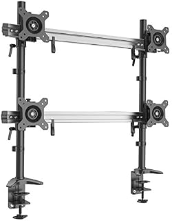 HFTEK 4-Fach-Monitorarm - Halterung Halter Tischhalterung für 4 Bildschirme von 15 bis 27 Zoll mit Tisch-Klemme - VESA 75/100 (MP240C-N)