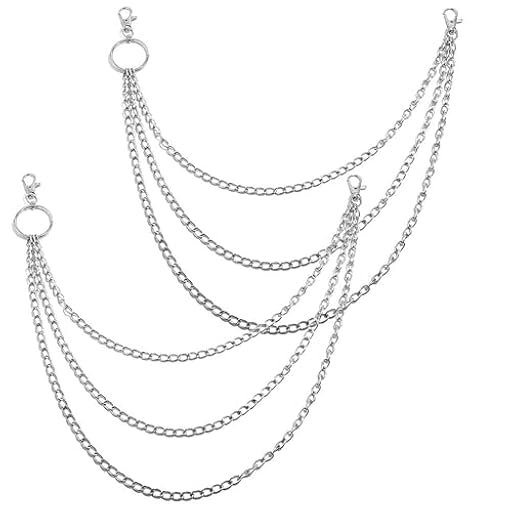 GOIYZTTR 2 Piezas Cadena de Pantalones de 3 Capas, Hip Hop Punk Cadena Jeans con Cierres de Langosta y Llavero para Billetera, Pantalones, Sombrero, Chaquetas, Unisex (Plata) | Ya disponible en tu tienda friki favorita! En mundofriki.es!