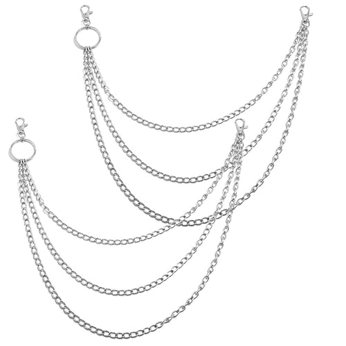 GOIYZTTR 2 Piezas Cadena de Pantalones de 3 Capas, Hip Hop Punk