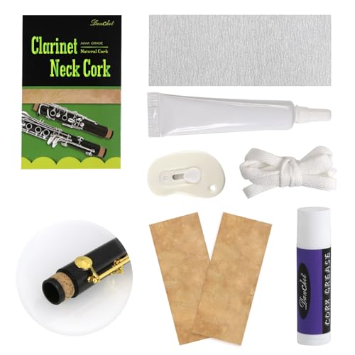 Danchet Clarinet Cork Replacement Kit, Includes Clarinet Cork, Glue, Cork Grease, Knife, Taping and Sandpaper