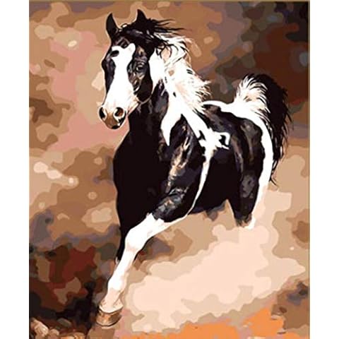 DIY Oil Painting by Number Kits - Running Horse, Paint By Numbers For Adults and Kids with Pre-Printed Canvas Acrylic Home Decoration Wall Art 16 * 20 inch (Without Frame) Cover