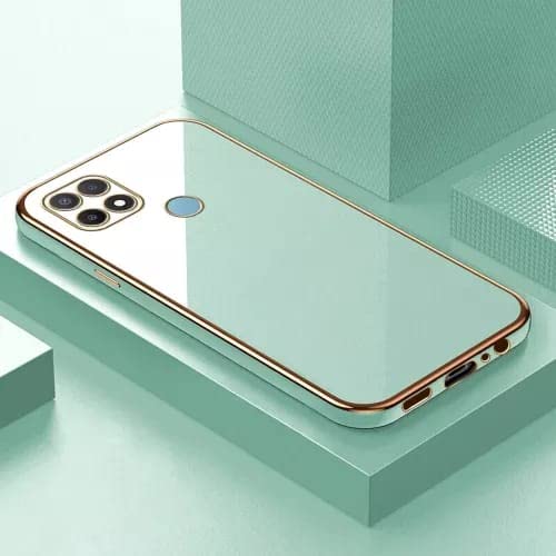 Image of Apurb Store for Oppo A15 Plating Square Gold Frame Phone Case Luxury Soft Silicone Back Cover (for Oppo A15, Mint Green)