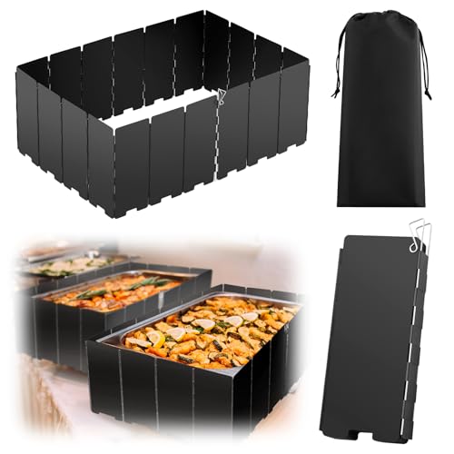 MorningRo 1 Pcs 20 Plate Folding Chafer Wind Guard, Stainless Steel, Black