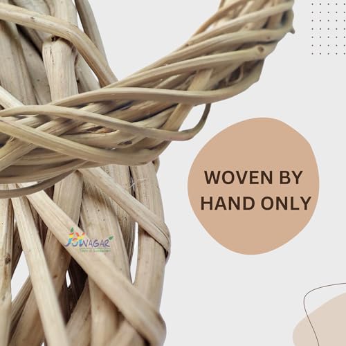 Image of Lata Vine Rattan Wilow Wreath for Craft, Artificial Flower Bouquet | Round Ring for Decoration, Dry Flower Making | 6 Pcs | Christmas / Xmas Party D?cor Wooden Twig for Wall Hanging