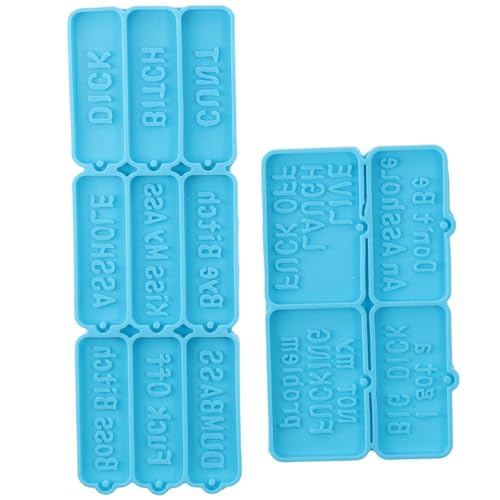 hobbyhub 2 Pcs Swear Words Keychain Resin Molds,13 Cavities Rude Sayings Words Silicone Molds,Cuss Words Casting Molds for DIY