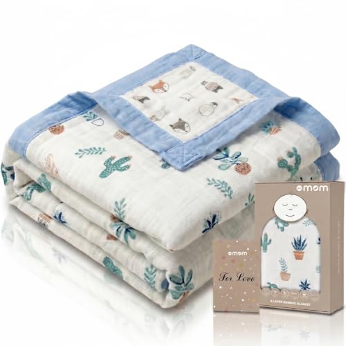 Image of DOTMOM Premium Bamboo 6 Layered Baby Blanket - Hypoallergenic, Antibacterial & Highly Breathable, Super Soft Receiving Wrapper for Newborn Girls & Boys, Baby Essential Bedding - 0 to 3 Years