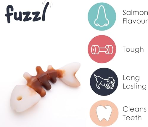 Fuzzl Robustes Hundespielzeug aus Nylon - Fischform mit Lachsgeschmack