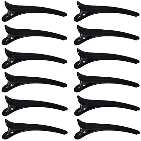 Xfantong Hair Sectioning Clips, 12pcs 8cm / 3.15inch Black Plastic Hairdresser Clips for Professional Hairdressing Styling Salon Tool for Women Men Cover