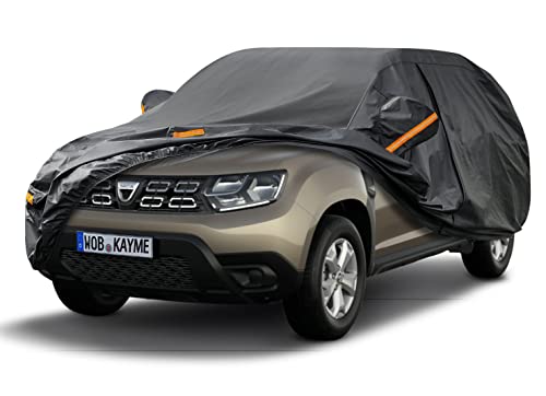 Kayme Bâche Voiture Étanche Respirante, 7 Couches Housse de Protection Voiture Extérieur Compatible avec 2010-2022 Dacia/Renault Duster, Contre Pluie Soleil Poussière avec Zip et Doublure en Coton Cover