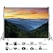 Renaiss 7x5ft Sunset Mountain Backdrop Polyester Fabric Misty Forest Red Clouds Nature Scenery Photography Background for Outdoor Travel Holiday Vacation Wallpaper Adults Portrait Photo Props