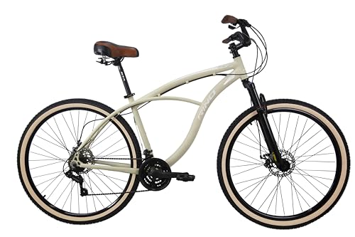 Bicicleta Rino Caiçara Aro 29 Alumínio – 21 Marchas, Suspensão 80mm, Freio a Disco, Cubo Rolamentado, Rapid Fire (Bege, 18)