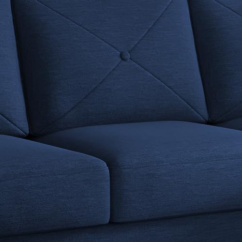 Image of Baloney RHS 4 Seater L Shape Sofa Set for Living Room (Blue Fabric) Premium Fabric Sofa