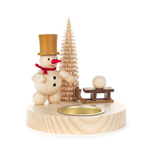 Teelicht-Halter Schneemann mit Schlitten von DREGENO SEIFFEN 10 cm –...